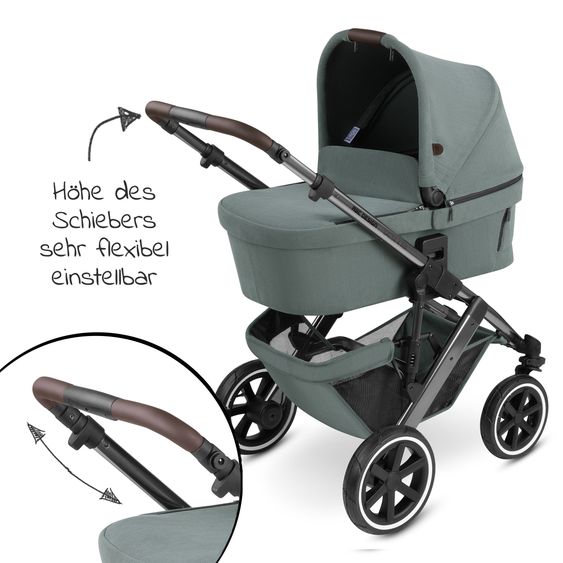 ABC Design Kombi-Kinderwagen Salsa 4 Air - inkl. Babywanne & Sportsitz mit XXL Zubehörpaket - Aloe