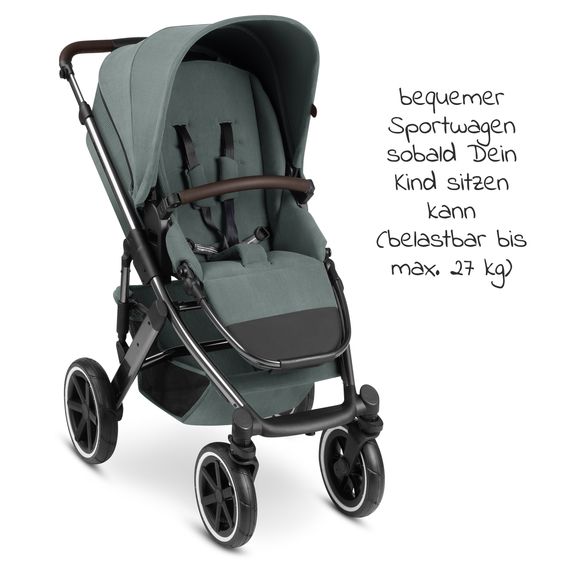 ABC Design Kombi-Kinderwagen Salsa 4 Air - inkl. Babywanne & Sportsitz mit XXL Zubehörpaket - Aloe