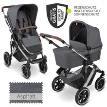 Kombi-Kinderwagen Salsa 4 Air - inkl. Babywanne & Sportsitz mit XXL Zubehörpaket - Asphalt