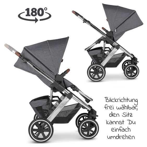 ABC Design Passeggino Salsa 4 Air - incluso navicella e seggiolino sportivo con pacchetto accessori XXL - Asfalto