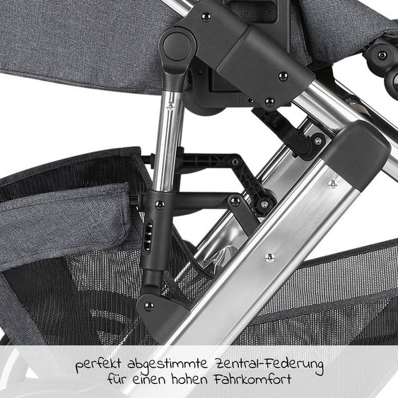 ABC Design Passeggino Salsa 4 Air - incluso navicella e seggiolino sportivo con pacchetto accessori XXL - Asfalto