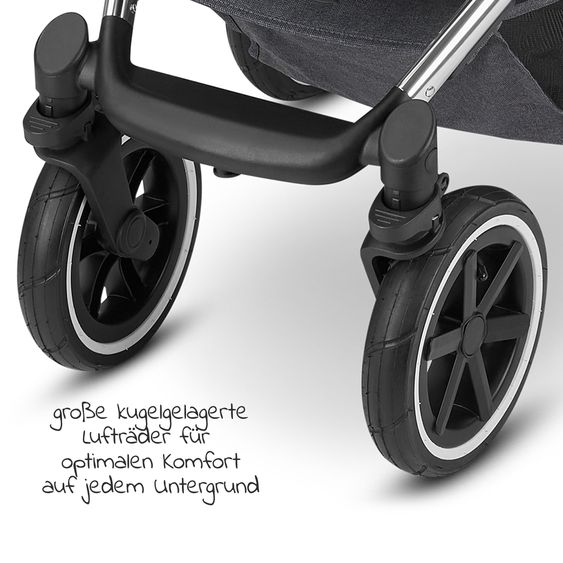 ABC Design Passeggino Salsa 4 Air - incluso navicella e seggiolino sportivo con pacchetto accessori XXL - Asfalto