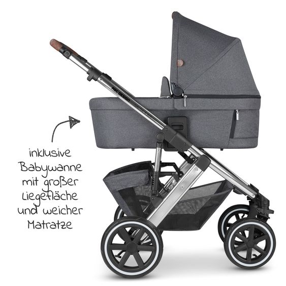 ABC Design Passeggino Salsa 4 Air - incluso navicella e seggiolino sportivo con pacchetto accessori XXL - Asfalto