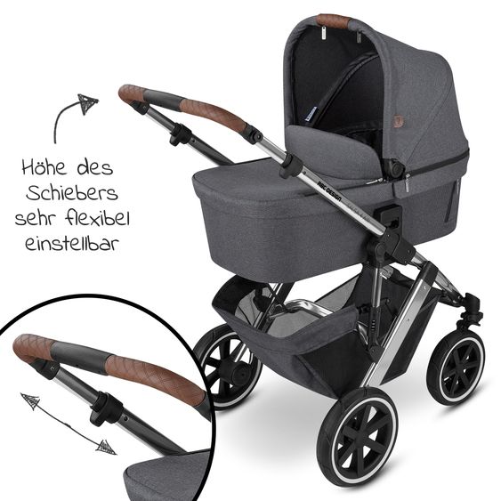 ABC Design Passeggino Salsa 4 Air - incluso navicella e seggiolino sportivo con pacchetto accessori XXL - Asfalto