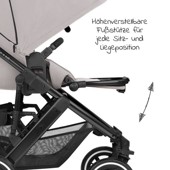 ABC Design Kombi-Kinderwagen Salsa 4 Air - inkl. Babywanne & Sportsitz mit XXL Zubehörpaket - Biscuit