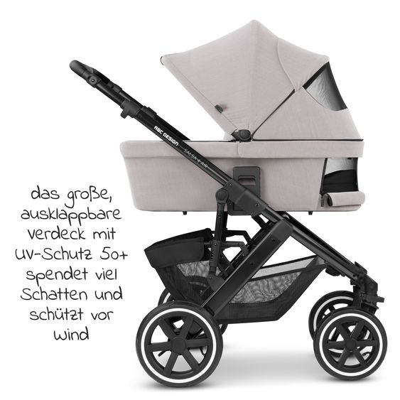 ABC Design Kombi-Kinderwagen Salsa 4 Air - inkl. Babywanne & Sportsitz mit XXL Zubehörpaket - Biscuit