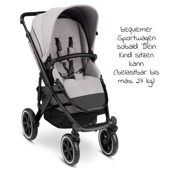 ABC Design Kombi-Kinderwagen Salsa 4 Air - inkl. Babywanne & Sportsitz mit XXL Zubehörpaket - Biscuit