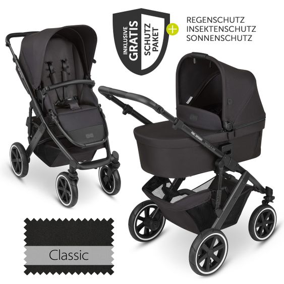 ABC Design Kombi-Kinderwagen Salsa 4 Air - inkl. Babywanne & Sportsitz mit XXL Zubehörpaket - Classic Edition - Ink