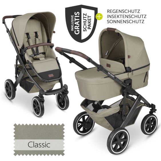 ABC Design Passeggino Salsa 4 Air Combi - incluso navicella e seggiolino sportivo con pacchetto accessori XXL - Classic Edition - Reed