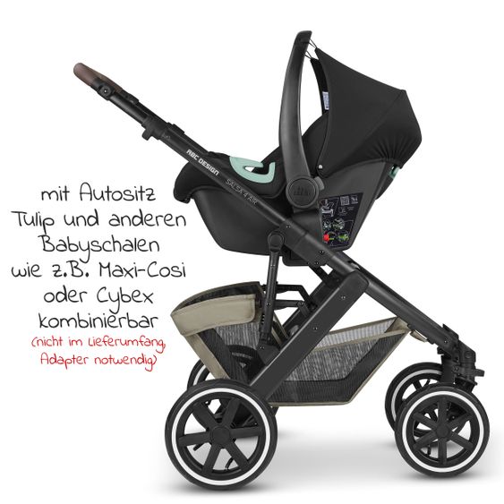 ABC Design Kombi-Kinderwagen Salsa 4 Air - inkl. Babywanne & Sportsitz mit XXL Zubehörpaket - Classic Edition - Reed