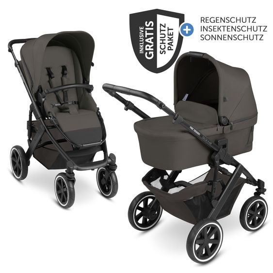 ABC Design Kombi-Kinderwagen Salsa 4 Air inkl. Babywanne & Sportsitz mit XXL-Zubehörpaket - Cloud