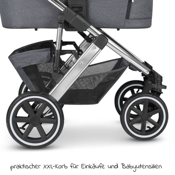 ABC Design Kombi-Kinderwagen Salsa 4 Air - inkl. Babywanne & Sportsitz mit XXL Zubehörpaket - Diamond Edition - Asphalt