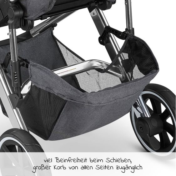 ABC Design Kombi-Kinderwagen Salsa 4 Air - inkl. Babywanne & Sportsitz mit XXL Zubehörpaket - Diamond Edition - Asphalt