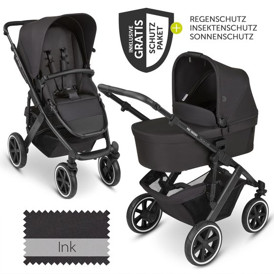 ABC Design Kombi-Kinderwagen Salsa 4 Air - inkl. Babywanne & Sportsitz mit XXL Zubehörpaket - Ink