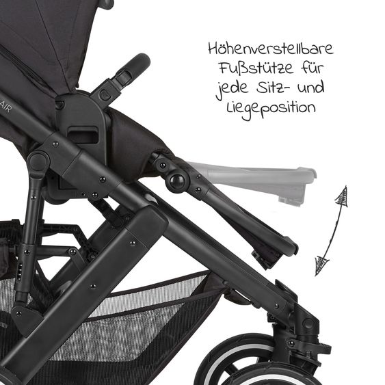 ABC Design Kombi-Kinderwagen Salsa 4 Air - inkl. Babywanne & Sportsitz mit XXL Zubehörpaket - Ink