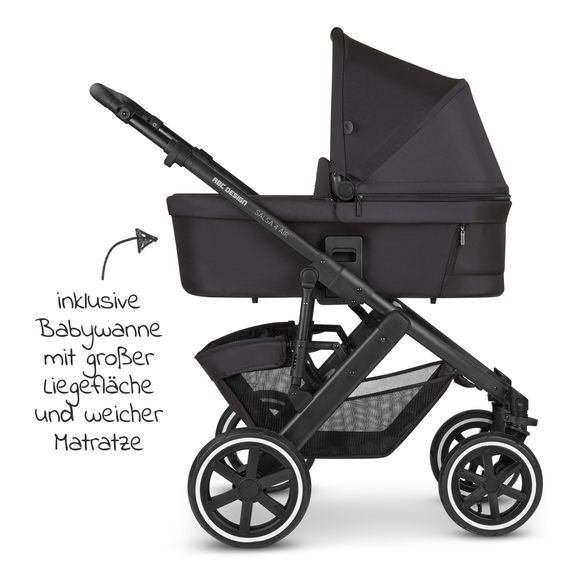 ABC Design Kombi-Kinderwagen Salsa 4 Air - inkl. Babywanne & Sportsitz mit XXL Zubehörpaket - Ink