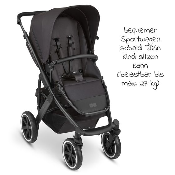 ABC Design Kombi-Kinderwagen Salsa 4 Air - inkl. Babywanne & Sportsitz mit XXL Zubehörpaket - Ink