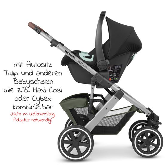 ABC Design Passeggino Salsa 4 Air - incluso navicella e seggiolino sportivo con pacchetto accessori XXL - Olive