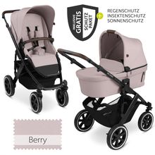 Kombi-Kinderwagen Salsa 4 Air - inkl. Babywanne & Sportsitz mit XXL Zubehörpaket - Pure Edition - Berry