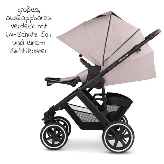 ABC Design Kombi-Kinderwagen Salsa 4 Air - inkl. Babywanne & Sportsitz mit XXL Zubehörpaket - Pure Edition - Berry