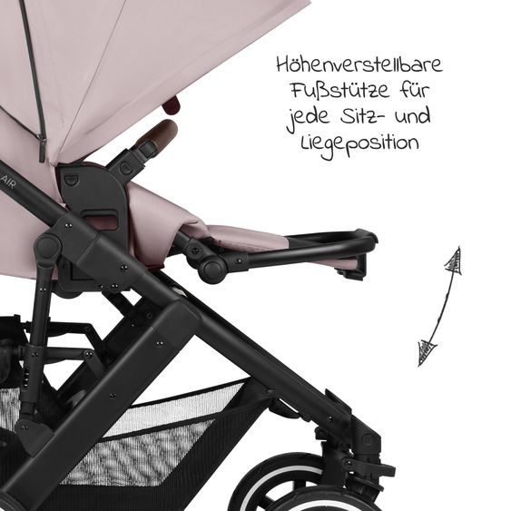 ABC Design Kombi-Kinderwagen Salsa 4 Air - inkl. Babywanne & Sportsitz mit XXL Zubehörpaket - Pure Edition - Berry