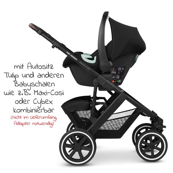 ABC Design Kombi-Kinderwagen Salsa 4 Air - inkl. Babywanne & Sportsitz mit XXL Zubehörpaket - Pure Edition - Berry