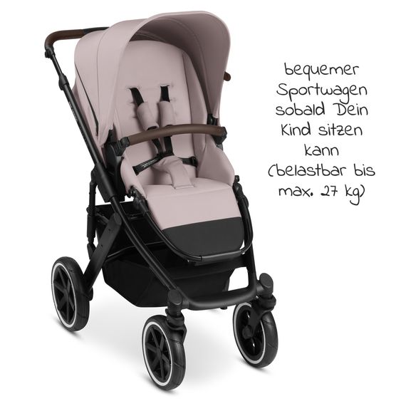 ABC Design Kombi-Kinderwagen Salsa 4 Air - inkl. Babywanne & Sportsitz mit XXL Zubehörpaket - Pure Edition - Berry