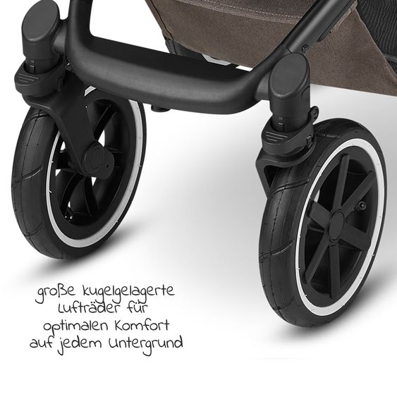 ABC Design Kombi-Kinderwagen Salsa 4 Air - inkl. Babywanne & Sportsitz mit XXL Zubehörpaket - Pure Edition - Nature