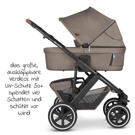 ABC Design Kombi-Kinderwagen Salsa 4 Air - inkl. Babywanne & Sportsitz mit XXL Zubehörpaket - Pure Edition - Nature