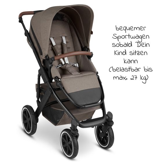 ABC Design Kombi-Kinderwagen Salsa 4 Air - inkl. Babywanne & Sportsitz mit XXL Zubehörpaket - Pure Edition - Nature