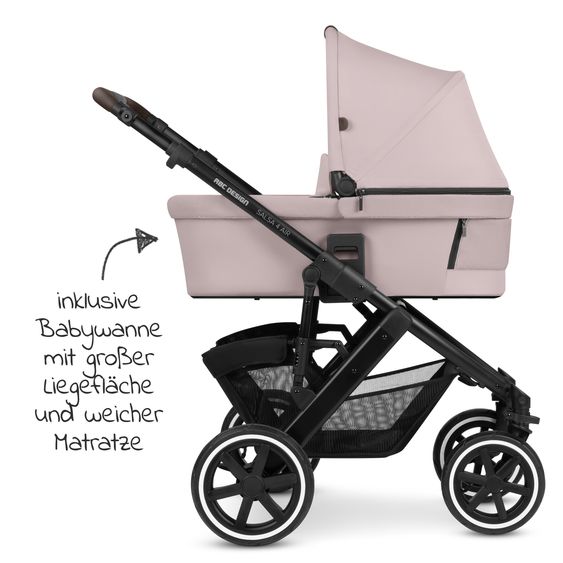 ABC Design Kombi-Kinderwagen Salsa 4 Air - inkl. Babywanne & Sportsitz - Pure Edition - Berry