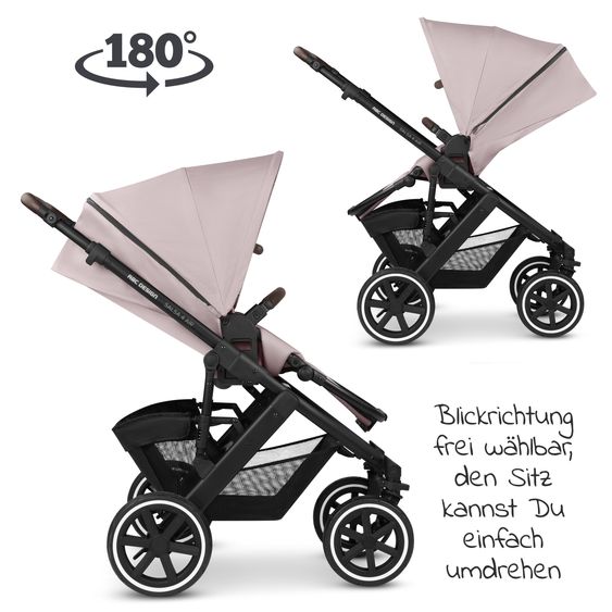 ABC Design Kombi-Kinderwagen Salsa 4 Air - inkl. Babywanne & Sportsitz - Pure Edition - Berry