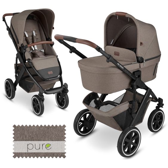 ABC Design Kombi-Kinderwagen Salsa 4 Air - inkl. Babywanne & Sportsitz - Pure Edition - Nature