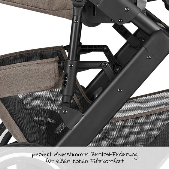 ABC Design Kombi-Kinderwagen Salsa 4 Air - inkl. Babywanne & Sportsitz - Pure Edition - Nature