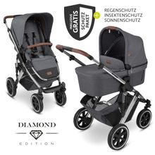 Passeggino combinato Salsa 4 Air - incluso navicella, seggiolino sportivo e pacchetto accessori XXL - Diamond Edition - Asfalto