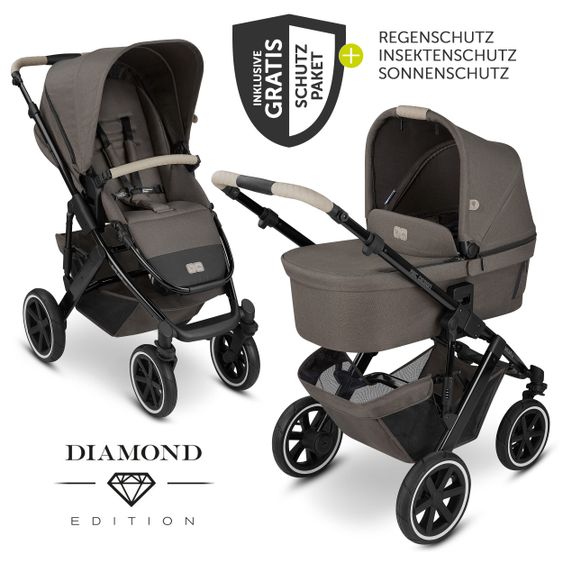 ABC Design Passeggino combinato Salsa 4 Air - incluso navicella, seggiolino sportivo e pacchetto accessori XXL - Diamond Edition - Herb