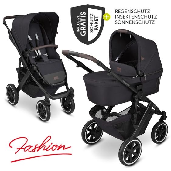 ABC Design Kombi-Kinderwagen Salsa 4 Air - inkl. Babywanne, Sportsitz und XXL Zubehör-Paket - Fashion Edition - Midnight