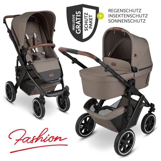 ABC Design Combi stroller Salsa 4 Air - incl. carrycot, sport seat and XXL accessories package - Fashion Edition - Nature