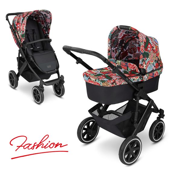ABC Design Kombi-Kinderwagen Salsa 4 Air - inkl. Babywanne, Sportsitz und XXL Zubehörset - Fashion Edition - Comic