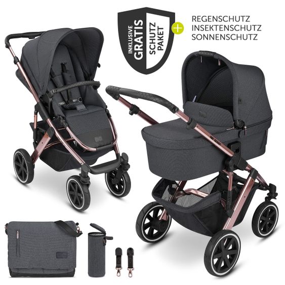 ABC Design Kombi-Kinderwagen Salsa 4 Air - inkl. Babywanne, Sportsitz, Wickeltasche & Zubehörpaket - Diamond Edition - Bubble