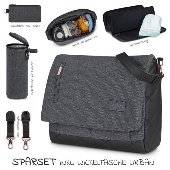 ABC Design Kombi-Kinderwagen Salsa 4 Air - inkl. Babywanne, Sportsitz, Wickeltasche & Zubehörpaket - Diamond Edition - Bubble