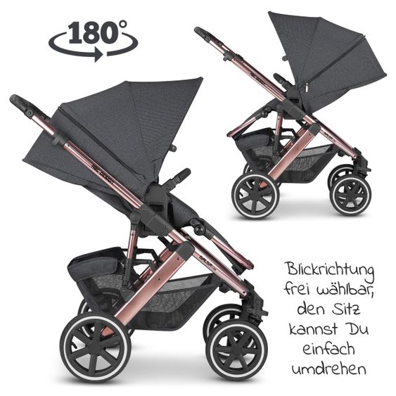 ABC Design Kombi-Kinderwagen Salsa 4 Air - inkl. Babywanne, Sportsitz, Wickeltasche & Zubehörpaket - Diamond Edition - Bubble