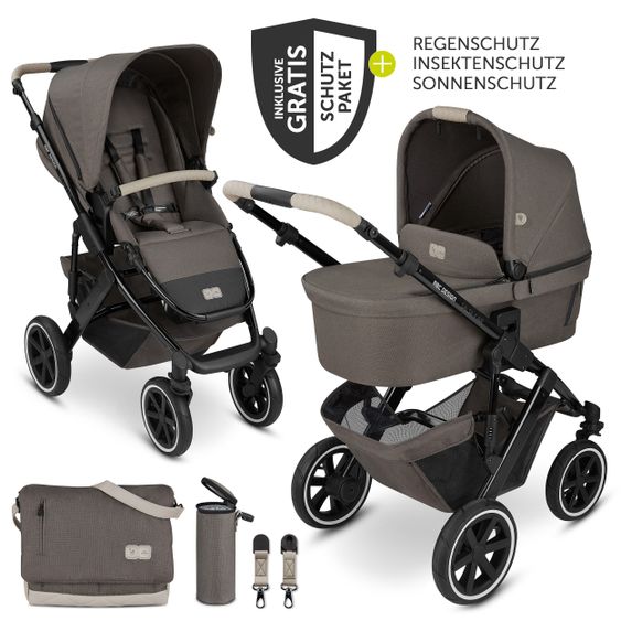 ABC Design Kombi-Kinderwagen Salsa 4 Air - inkl. Babywanne, Sportsitz, Wickeltasche & Zubehörpaket - Diamond Edition - Herb