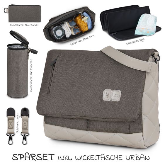 ABC Design Kombi-Kinderwagen Salsa 4 Air - inkl. Babywanne, Sportsitz, Wickeltasche & Zubehörpaket - Diamond Edition - Herb