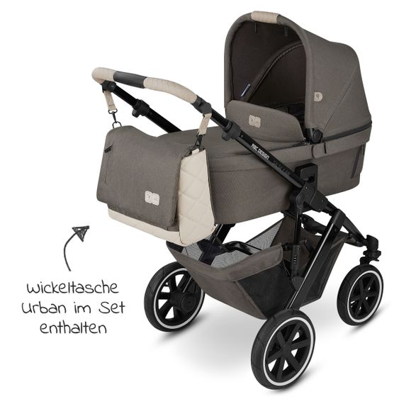 ABC Design Kombi-Kinderwagen Salsa 4 Air - inkl. Babywanne, Sportsitz, Wickeltasche & Zubehörpaket - Diamond Edition - Herb