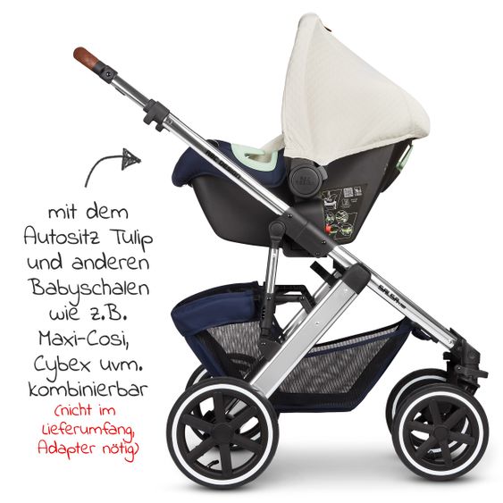 ABC Design Kombi-Kinderwagen Salsa 4 Air - inkl. Babywanne, Sportsitz & XXL Zubehörpaket - Diamond Edition - Navy