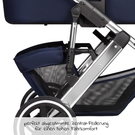 ABC Design Kombi-Kinderwagen Salsa 4 Air - inkl. Babywanne, Sportsitz & XXL Zubehörpaket - Diamond Edition - Navy