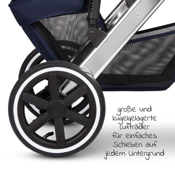 ABC Design Kombi-Kinderwagen Salsa 4 Air - inkl. Babywanne, Sportsitz & XXL Zubehörpaket - Diamond Edition - Navy