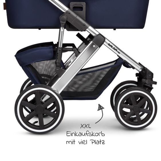 ABC Design Kombi-Kinderwagen Salsa 4 Air - inkl. Babywanne, Sportsitz & XXL Zubehörpaket - Diamond Edition - Navy