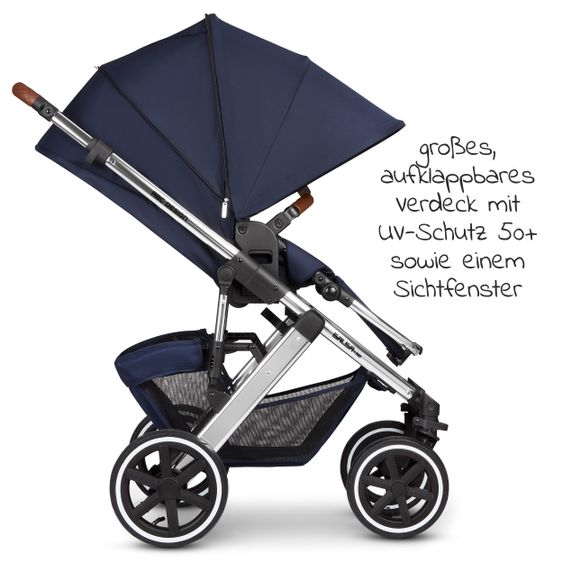 ABC Design Kombi-Kinderwagen Salsa 4 Air - inkl. Babywanne, Sportsitz & XXL Zubehörpaket - Diamond Edition - Navy